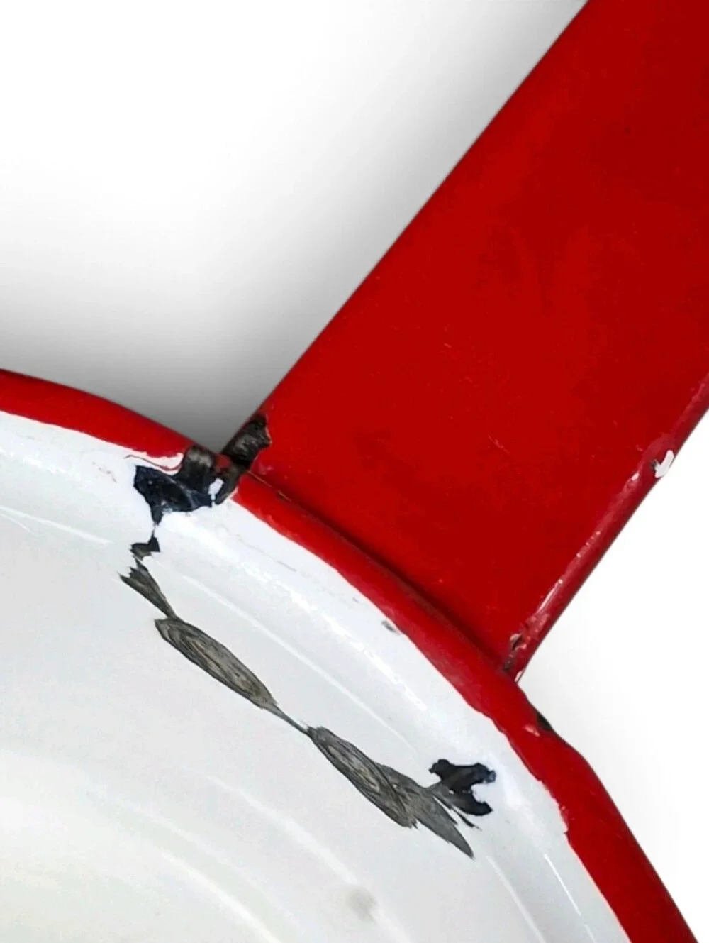 Vintage Red White Enamelware Saucepan Cookware Farmhouse Kitchen Collectible